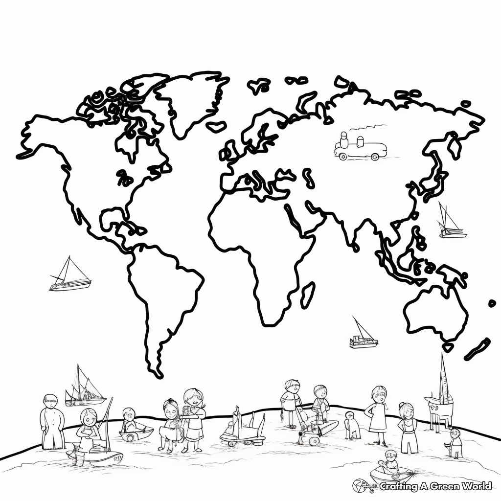 Seven Continents World Map Coloring Pages 2