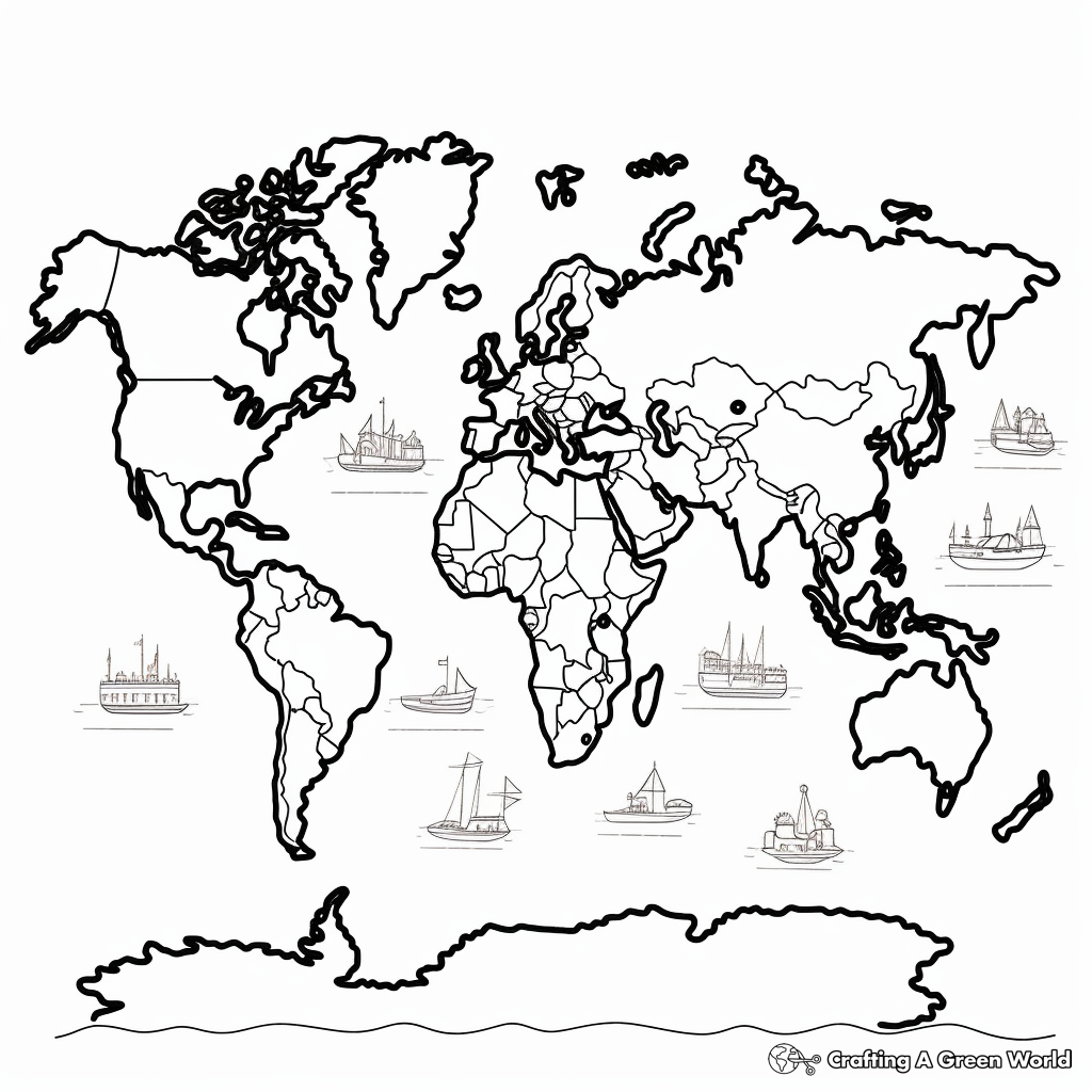Seven Continents World Map Coloring Pages 3