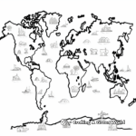 Seven Continents World Map Coloring Pages 4