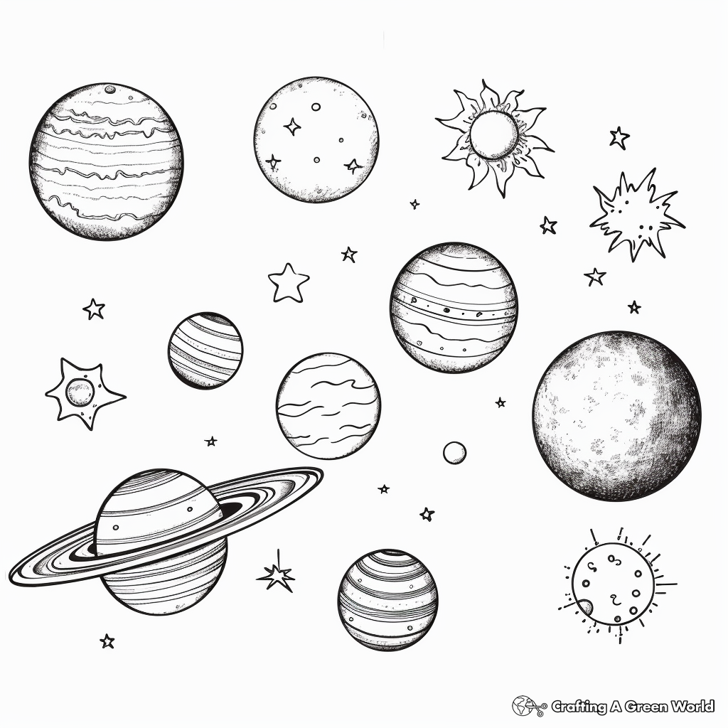Shading guide for Solar System Coloring Pages 4