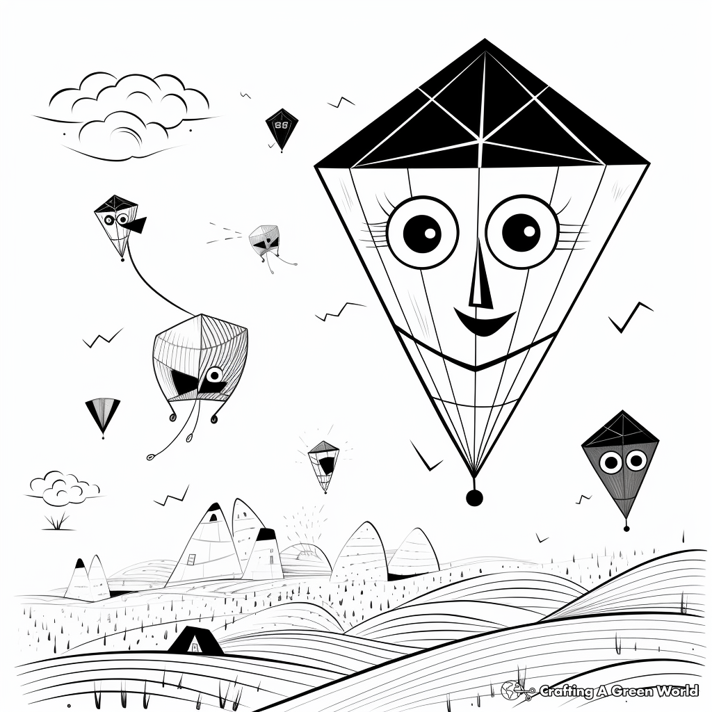 Shapes and Patterns Kite Coloring Pages 4