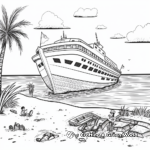 Shipwreck Beach Scene Coloring Pages 3