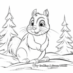 Siberian Chipmunk In Winter Scene Coloring Pages 2