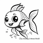 Simple and Cute Guppy Fish Cartoon Coloring Pages 1