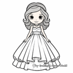 Simple and Easy Ball Gown Dress Coloring Pages for Beginners 1