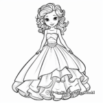 Simple and Easy Ball Gown Dress Coloring Pages for Beginners 3