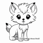Simple Anime Wolf Pup Coloring Pages for Kids 3