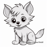 Simple Anime Wolf Pup Coloring Pages for Kids 4