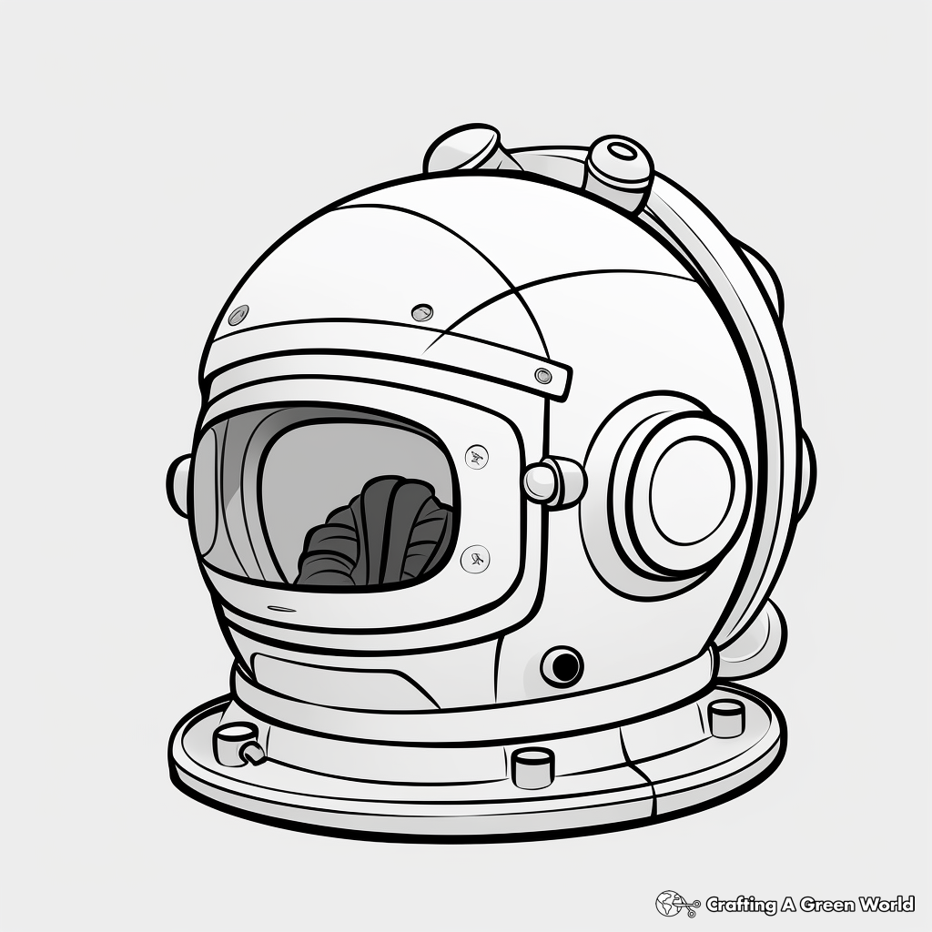 Simple Astronaut Helmet Coloring Pages for Kids 2
