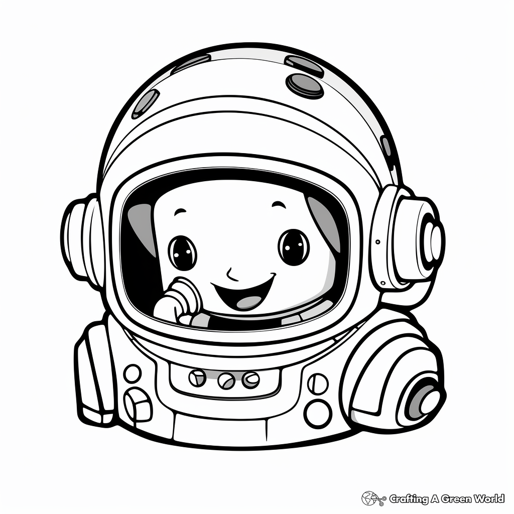 Simple Astronaut Helmet Coloring Pages for Kids 4