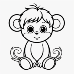 Simple Baby Monkey Coloring Pages for Kids 2