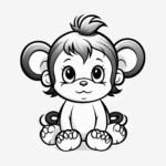 Simple Baby Monkey Coloring Pages for Kids 3