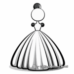 Simple Ball Gown Dress Coloring Pages for Kids 2