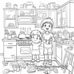 Simple Busy Kitchen Coloring Pages for Children 2