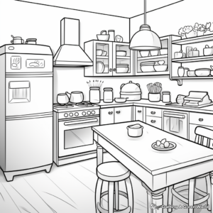 Simple Busy Kitchen Coloring Pages for Children 3