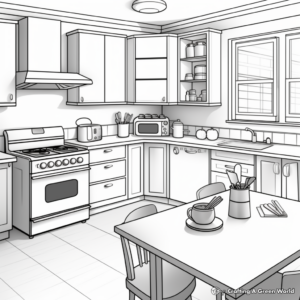 Simple Busy Kitchen Coloring Pages for Children 4