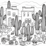 Dibujos para colorear de Jardín de cactus para niños 1
