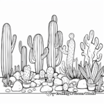 Simple Cactus Garden Coloring Pages for Children 2