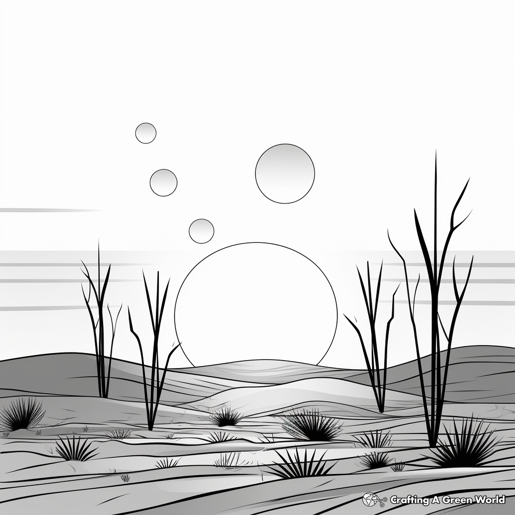 Simple Desert Sunset Coloring Sheets for Kids 2