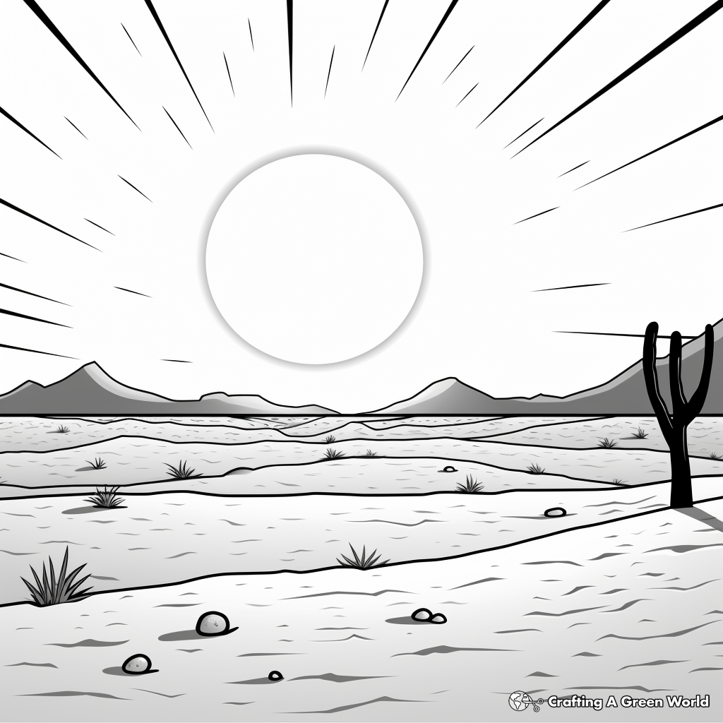 Simple Desert Sunset Coloring Sheets for Kids 3
