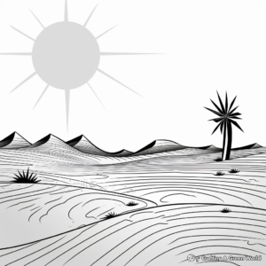 Simple Desert Sunset Coloring Sheets for Kids 4