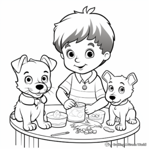 Simple Domestic Pets at Vet Coloring Pages for Kids 2