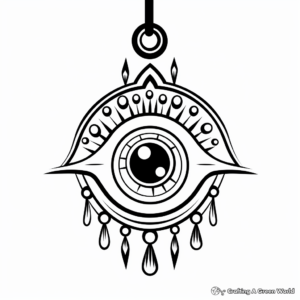 Simple Evil Eye Amulet Coloring Pages for Children 2