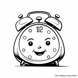 Simple Kid-Friendly Alarm Clock Coloring Pages 1