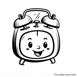 Simple Kid-Friendly Alarm Clock Coloring Pages 3