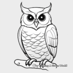 Simple Line Art Great Horned Owl Coloring Pages for Small Kids 2