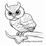 Simple Line Art Great Horned Owl Coloring Pages for Small Kids 3