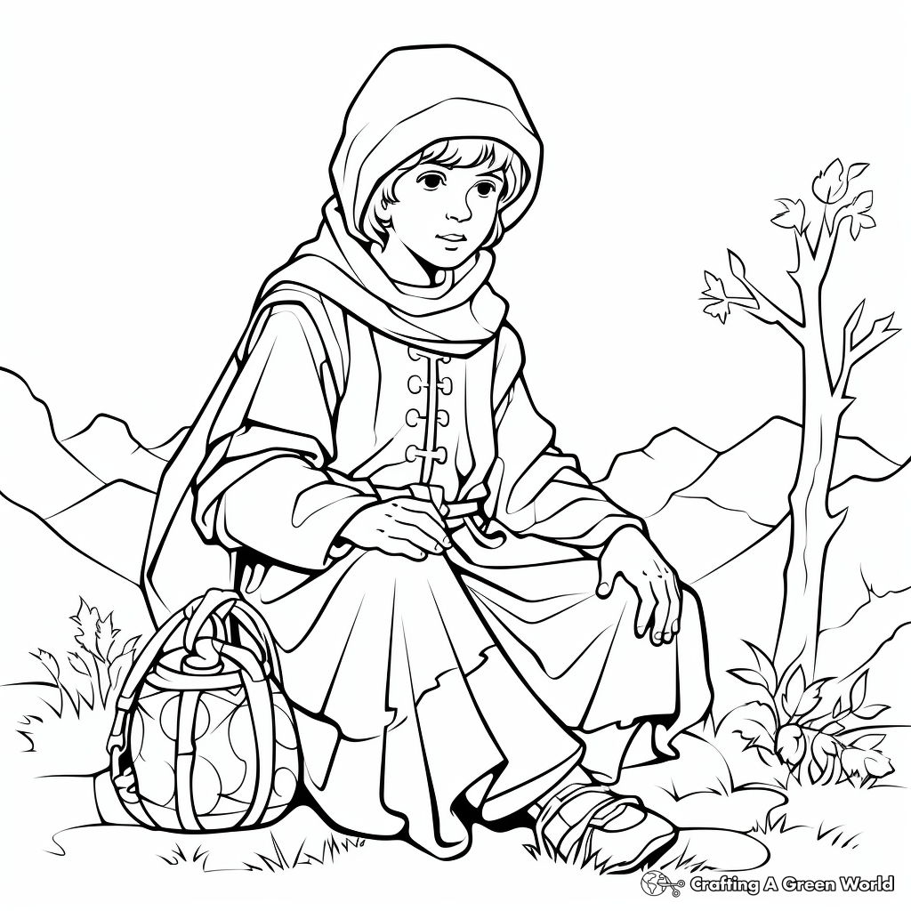 Simple Medieval Peasant Coloring Pages for Kids 4