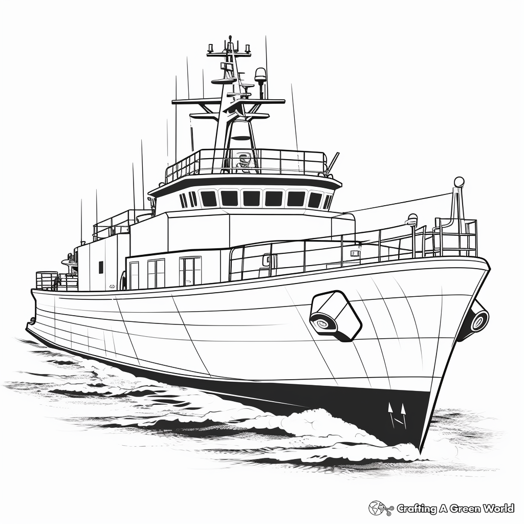Simple Patrol Boat Coloring Pages for Children 1