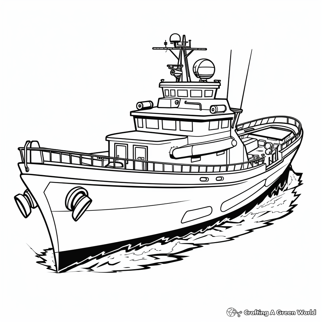 Simple Patrol Boat Coloring Pages for Children 2