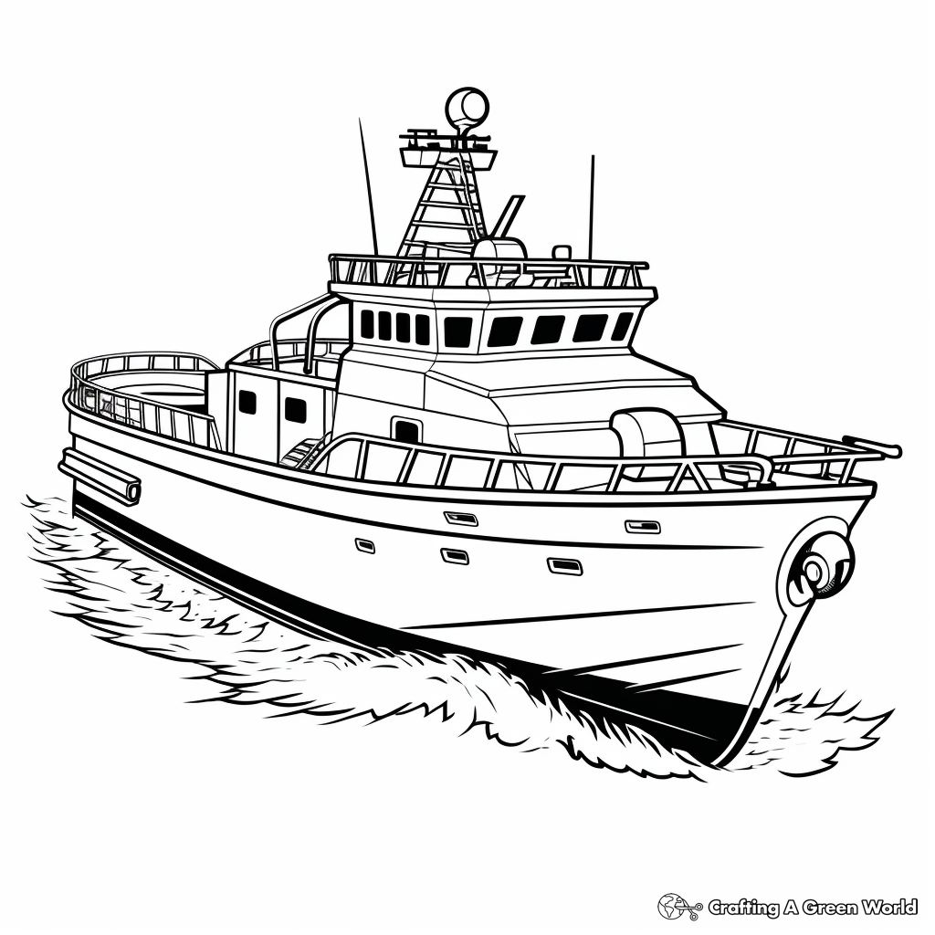 Simple Patrol Boat Coloring Pages for Children 3