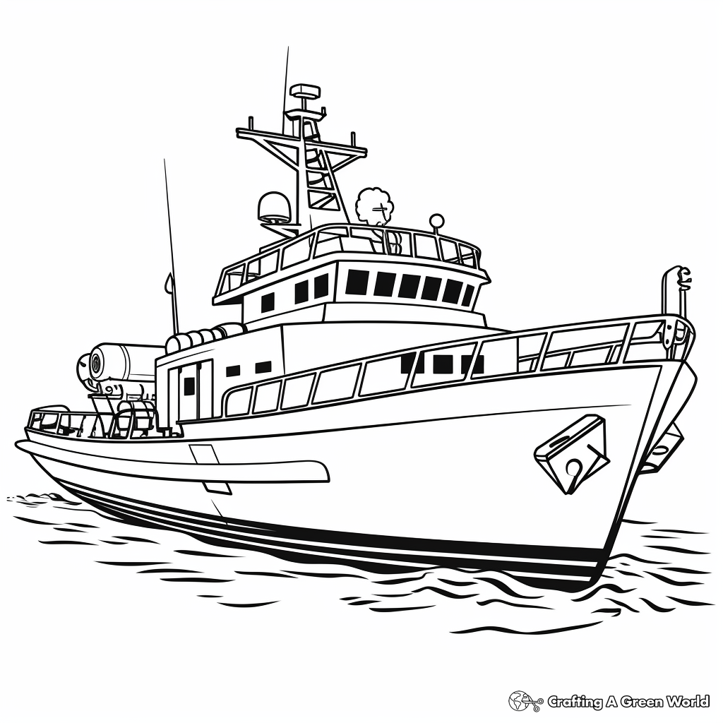 Simple Patrol Boat Coloring Pages for Children 4