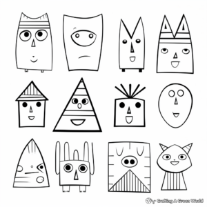 Simple Shapes Blank Coloring Worksheets 1
