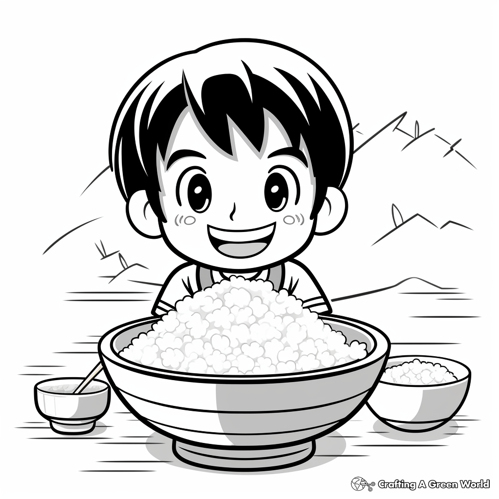 Simple Short-Grain Rice Coloring Pages for Children 3