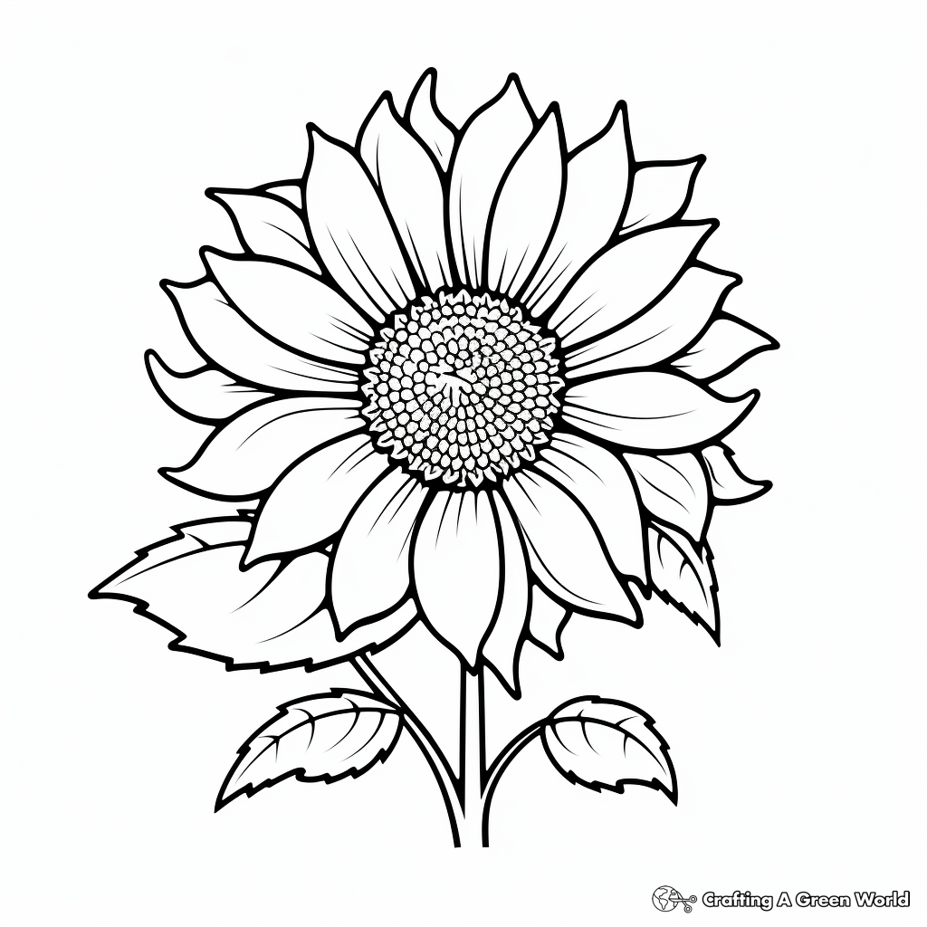 Simple Single Sunflower Coloring Pages for Kids 1