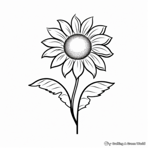 Simple Single Sunflower Coloring Pages for Kids 2