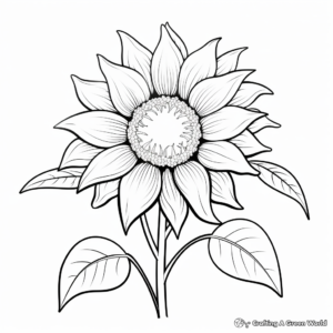 Simple Single Sunflower Coloring Pages for Kids 3