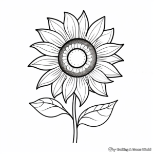 Simple Single Sunflower Coloring Pages for Kids 4