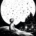 Simple Starry Night Sky Coloring Pages for Children 1