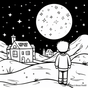 Simple Starry Night Sky Coloring Pages for Children 2
