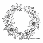 Simple Sunflower Wreath Coloring Pages for Beginners 1