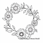 Simple Sunflower Wreath Coloring Pages for Beginners 4