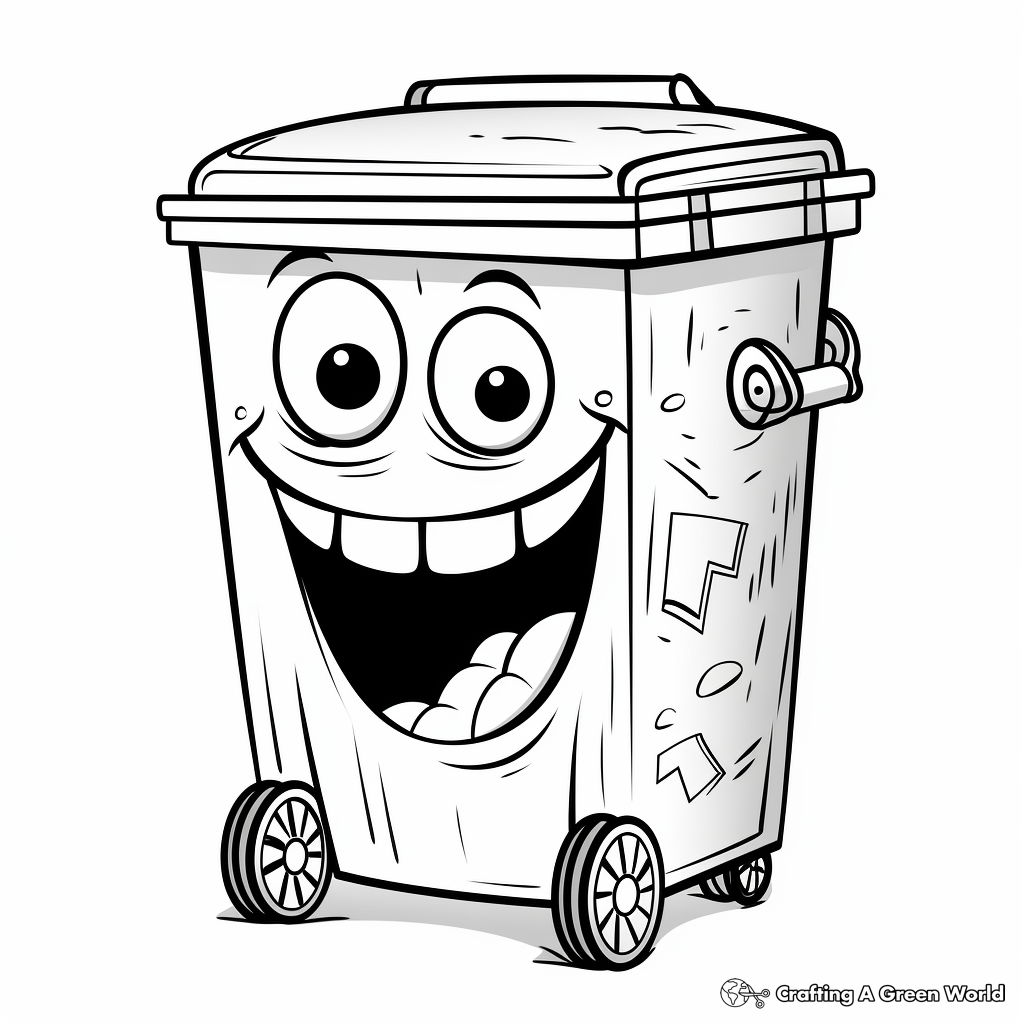 Simple Trash Cart Coloring Pages for Children 1