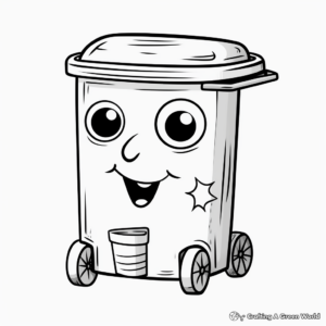 Simple Trash Cart Coloring Pages for Children 2