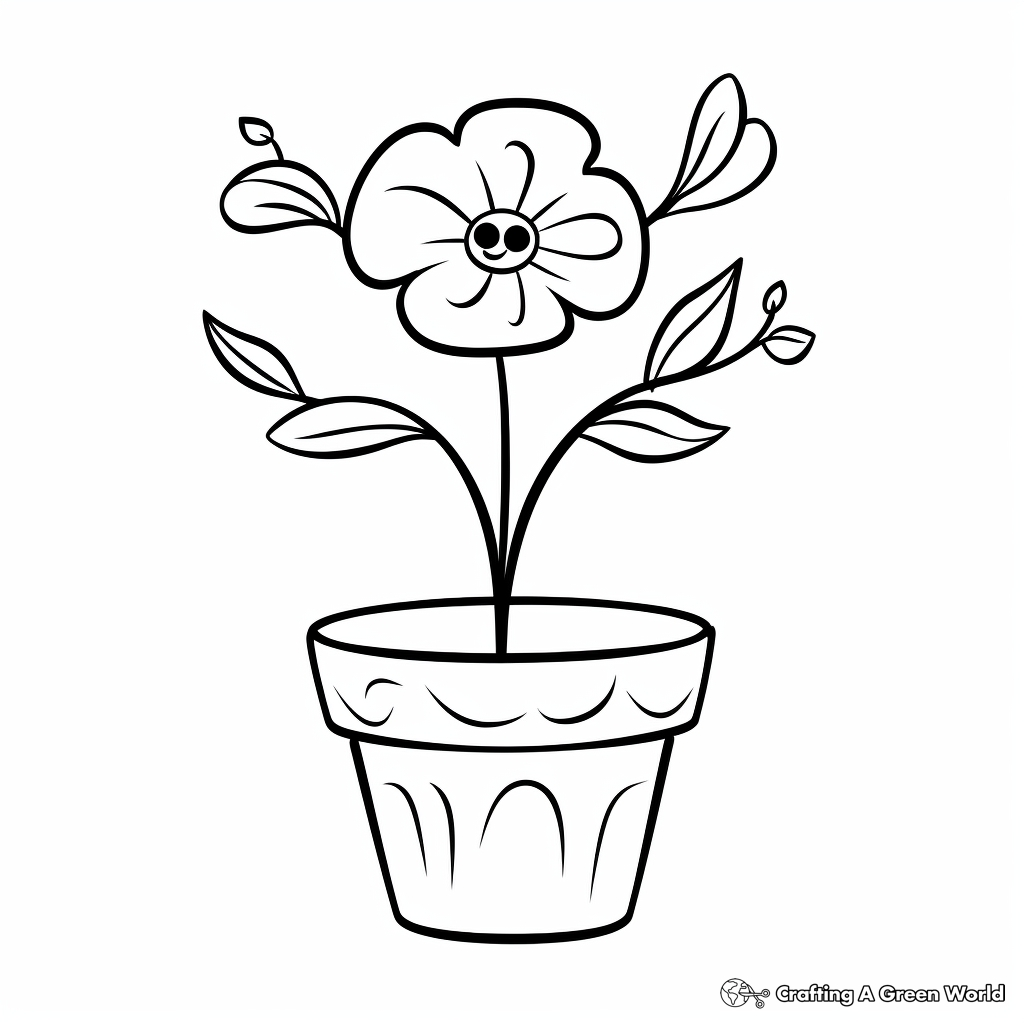 Premium Vector | Vector coloring page for kids flower pot vector graphics