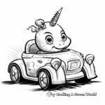 Simple Unicorn Car Coloring Pages for Children 1